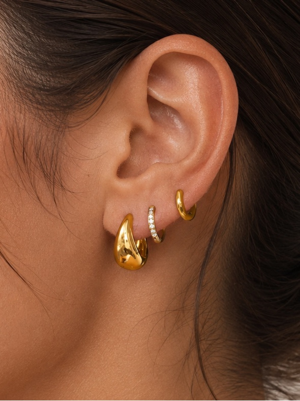 3 Pairs | 18K Gold Plated Earring Set